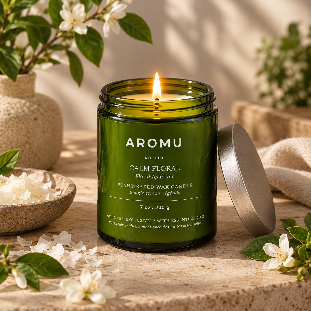 Calm Floral Essential Oil Candle