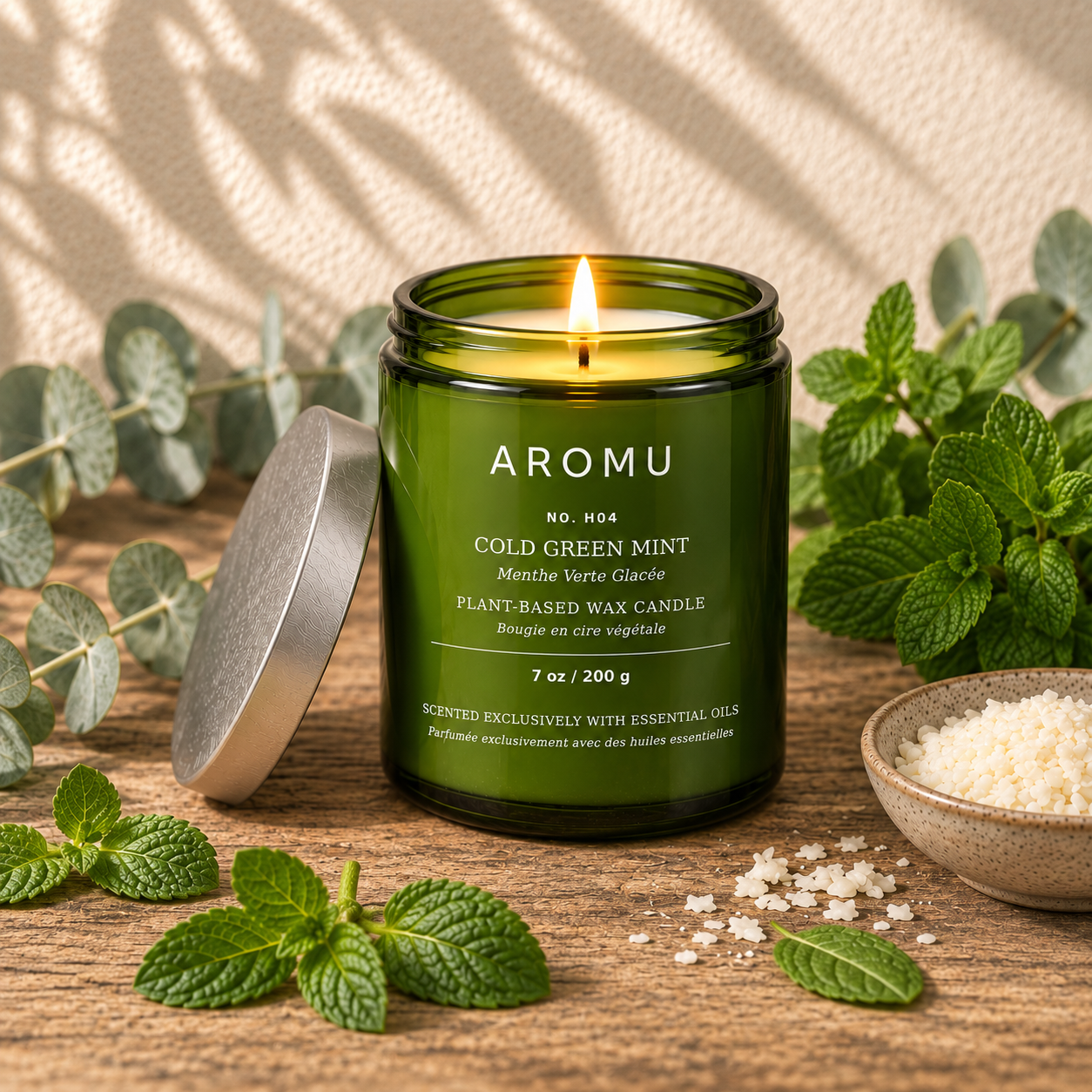 Cold Green Mint Essential Oil Candle