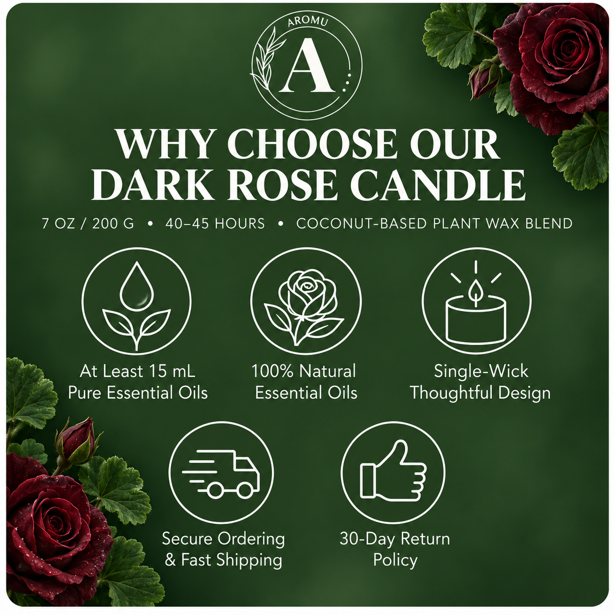 Dark Rose Essential Oil Candle