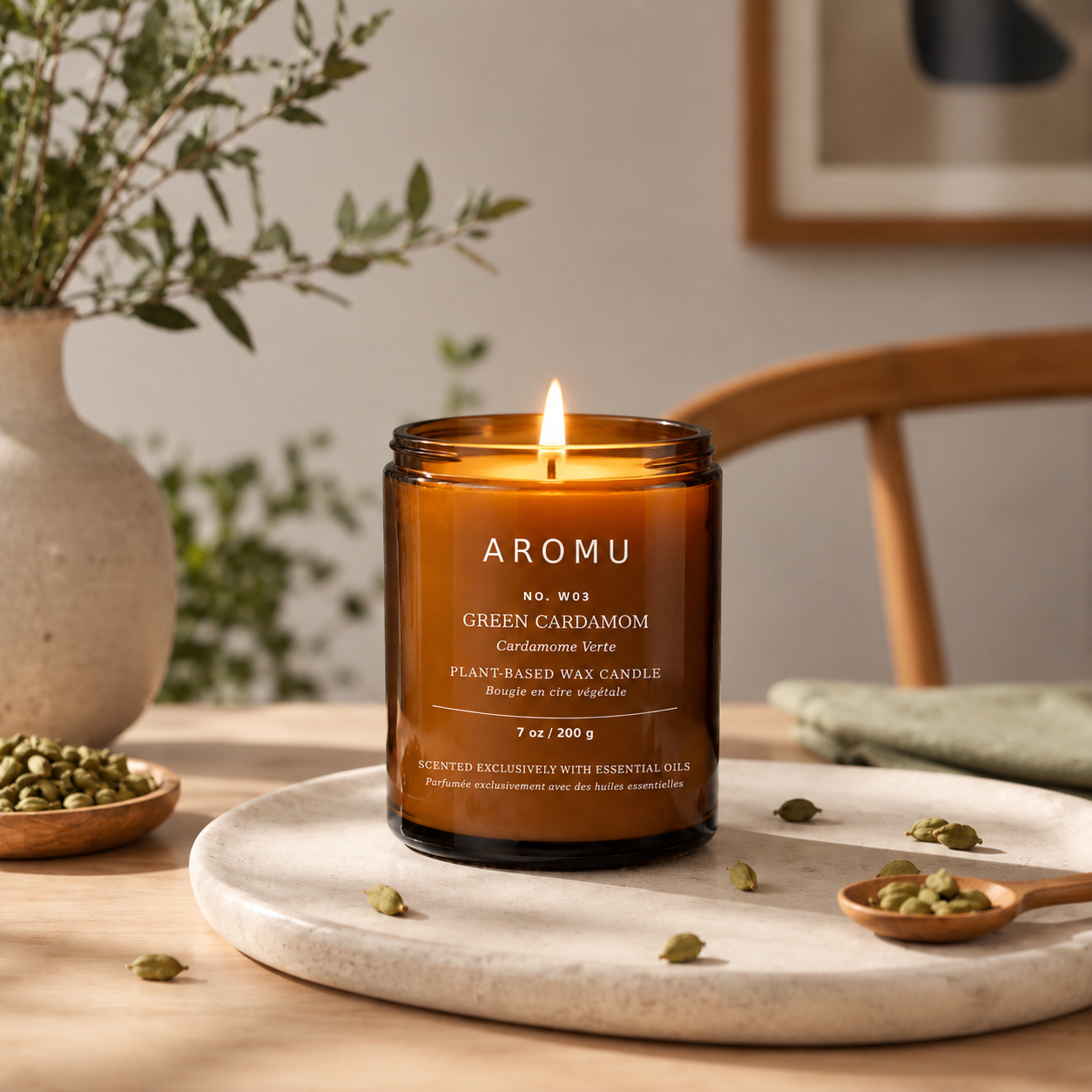 Green Cardamom Essential Oil Candle