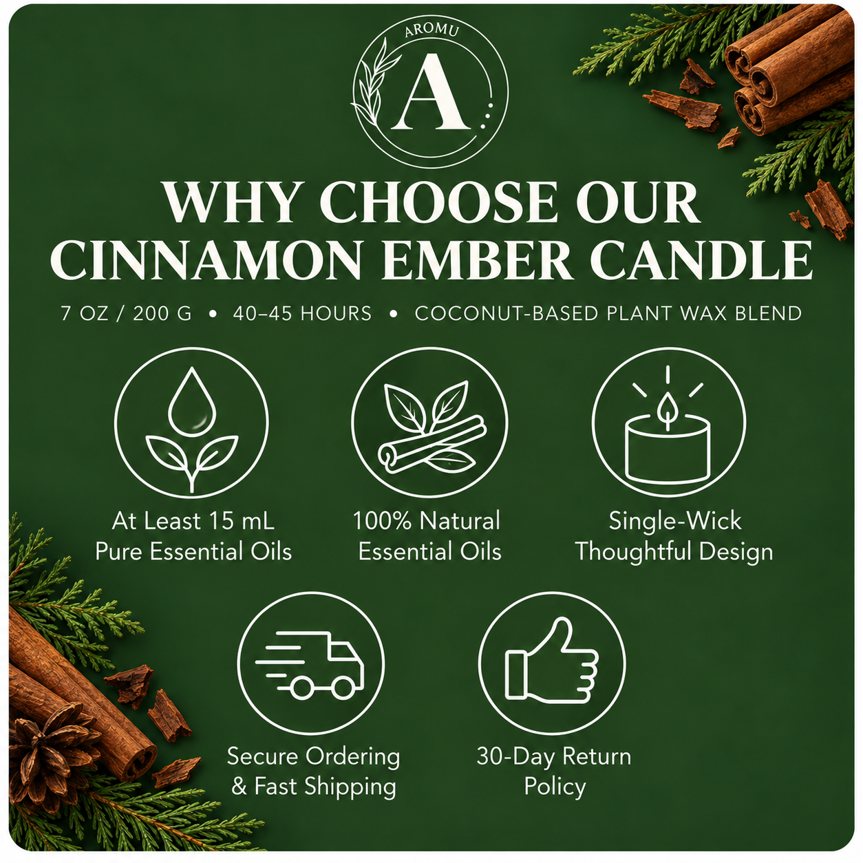 Cinnamon Ember Essential Oil Candle