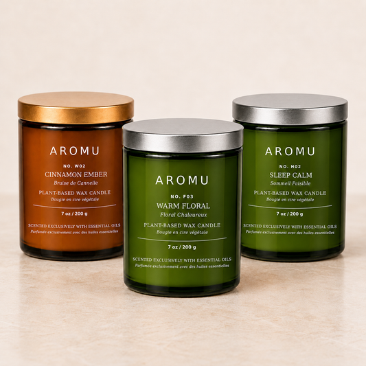 Cozy Christmas Essential Oil Candle Gift Set — Cinnamon Ember, Warm Floral, Sleep Calm