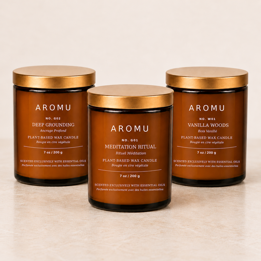 Grounded Moments Essential Oil Candle Gift Set — Deep Grounding, Meditation Ritual, Vanilla Woods