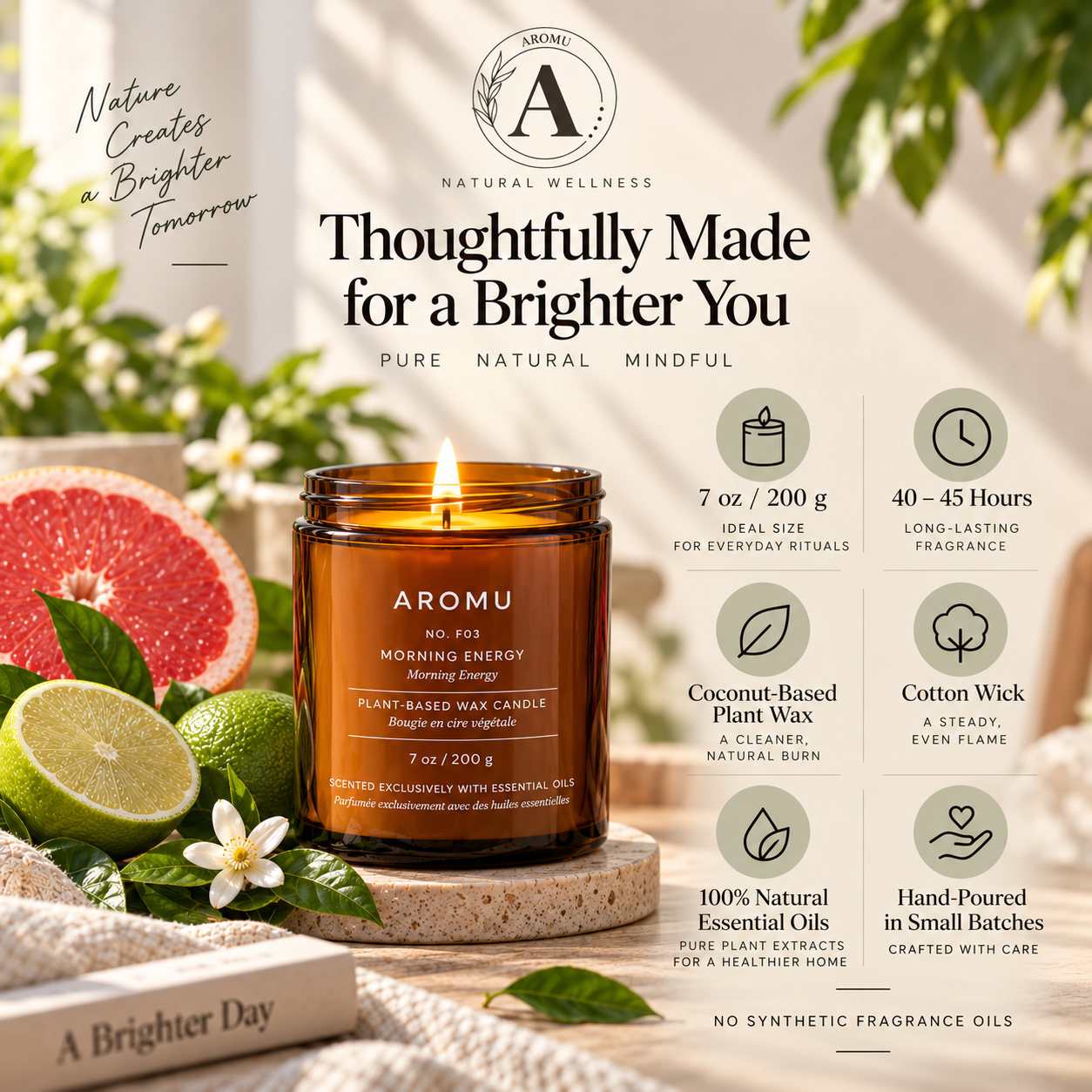 Bougie aux huiles essentielles Morning Energy