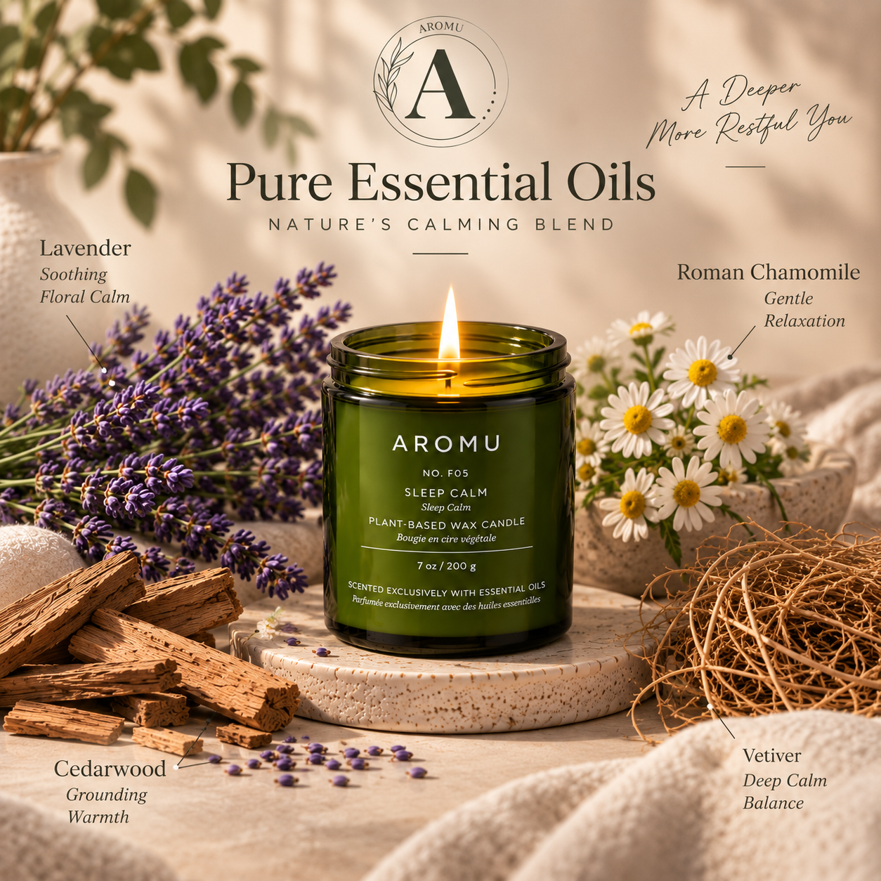 Bougie aux huiles essentielles Sommeil apaisant
