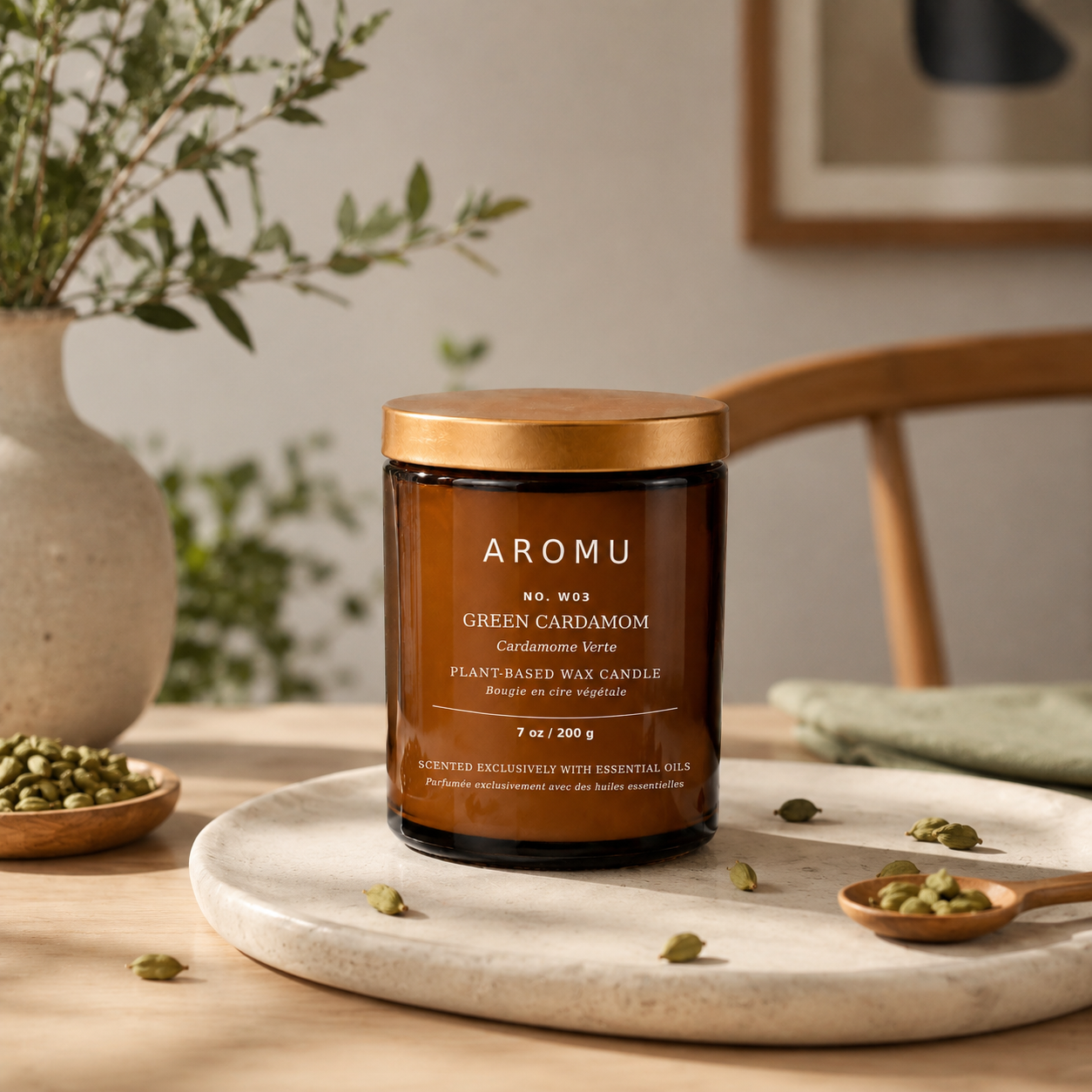 AROMU W03 Green Cardamom lifestyle scene