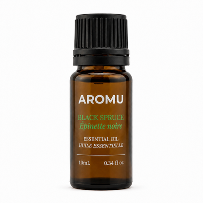 AROMU Black Spruce Essential Oil 10 mL amber glass bottle