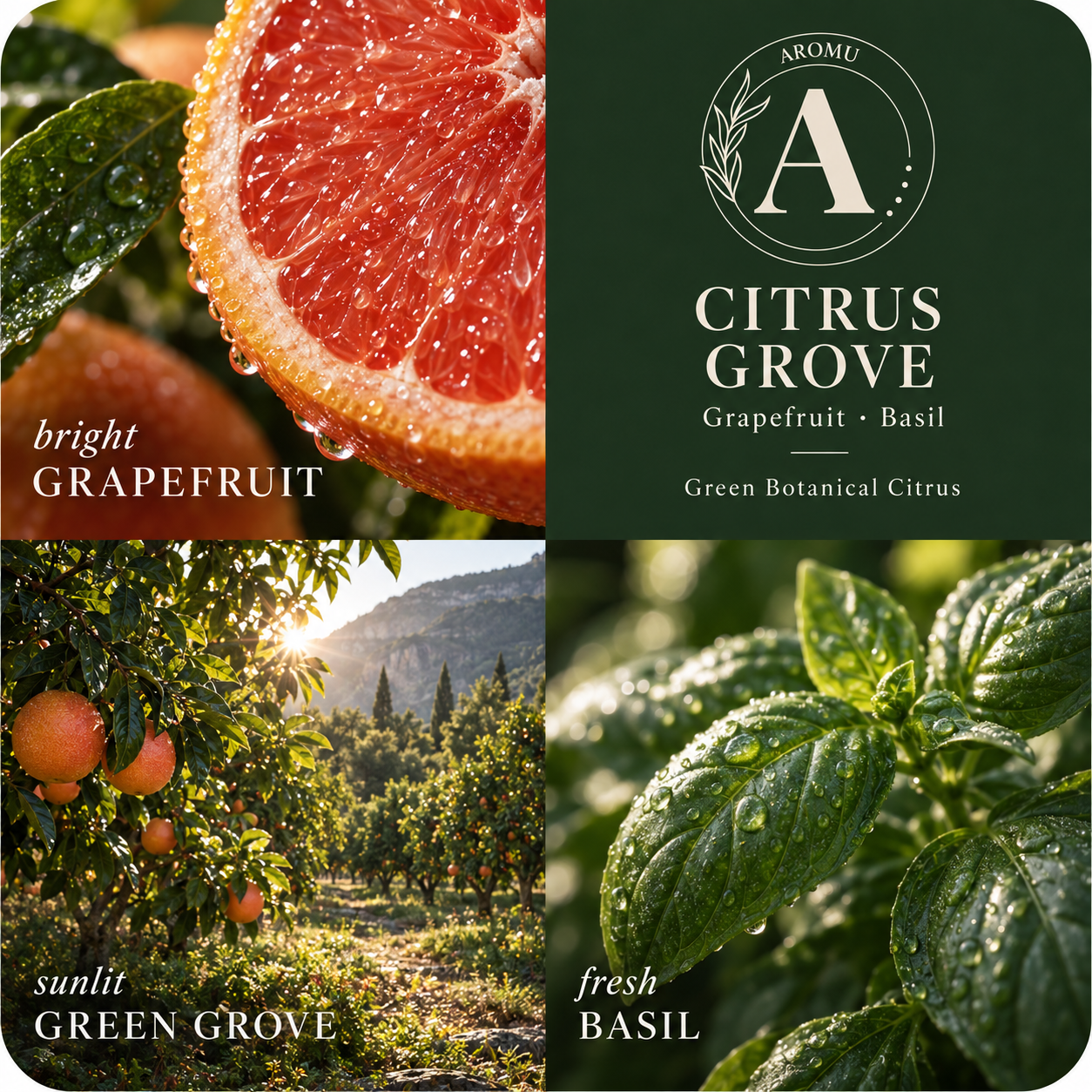 Citrus Grove Essential Oil Candle scent profile with key essential oils