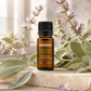 AROMU Clary Sage Essential Oil with clary sage flowers and leaves