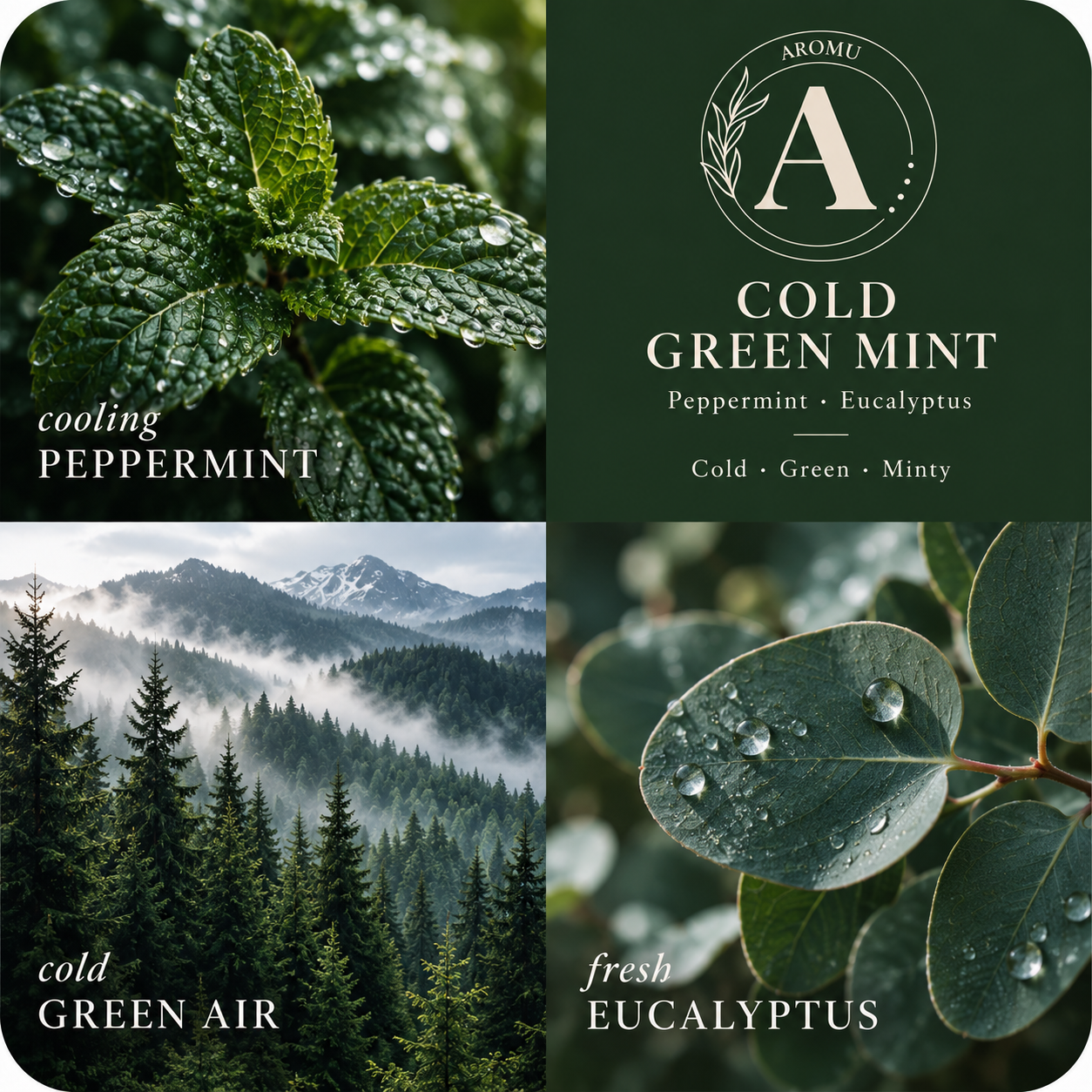 Cold Green Mint Essential Oil Candle scent profile with key essential oils