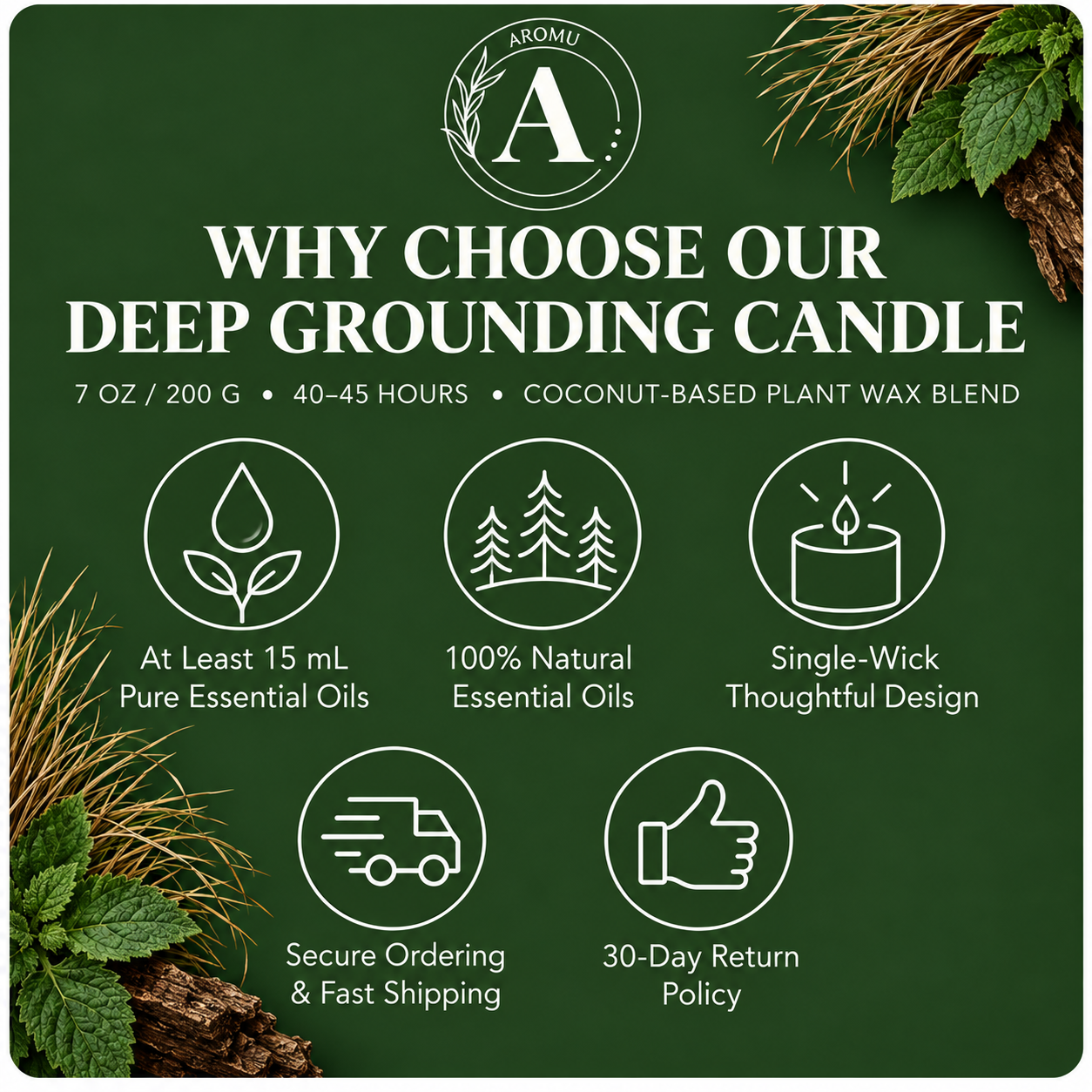 Deep Grounding Essential Oil Candle why choose AROMU product benefits