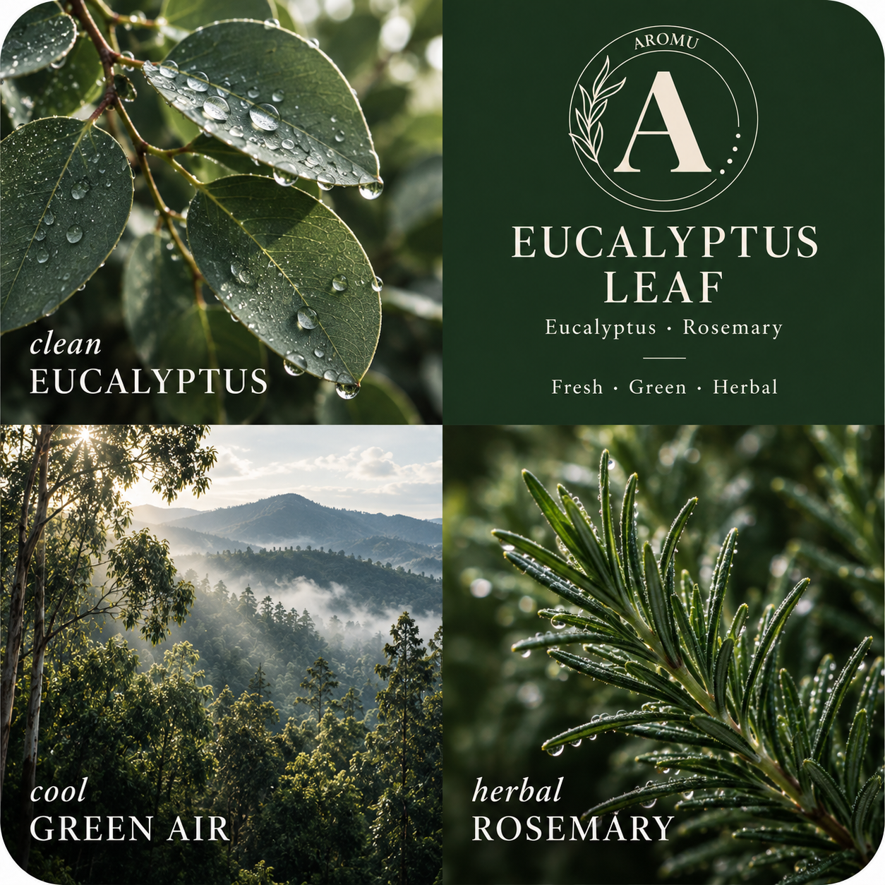 Eucalyptus Leaf Essential Oil Candle scent profile with key essential oils