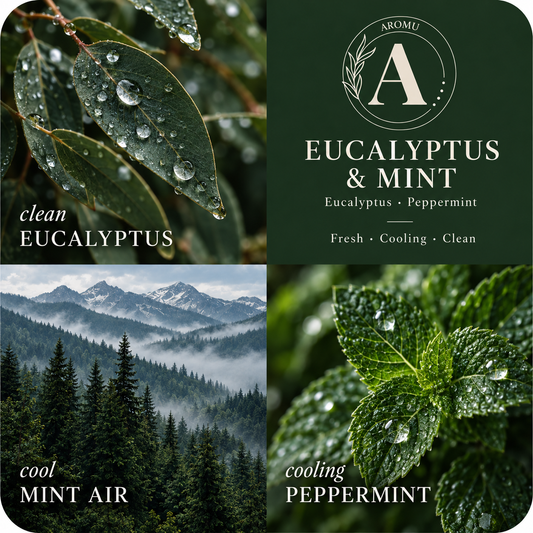 Eucalyptus & Mint Aromatherapy Essential Oil Candle scent profile with key essential oils
