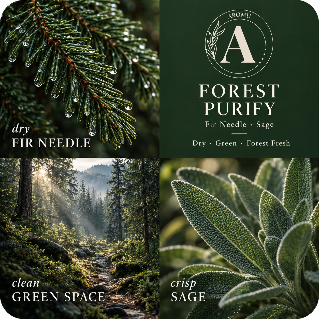 Forest Purify Essential Oil Candle scent profile with key essential oils