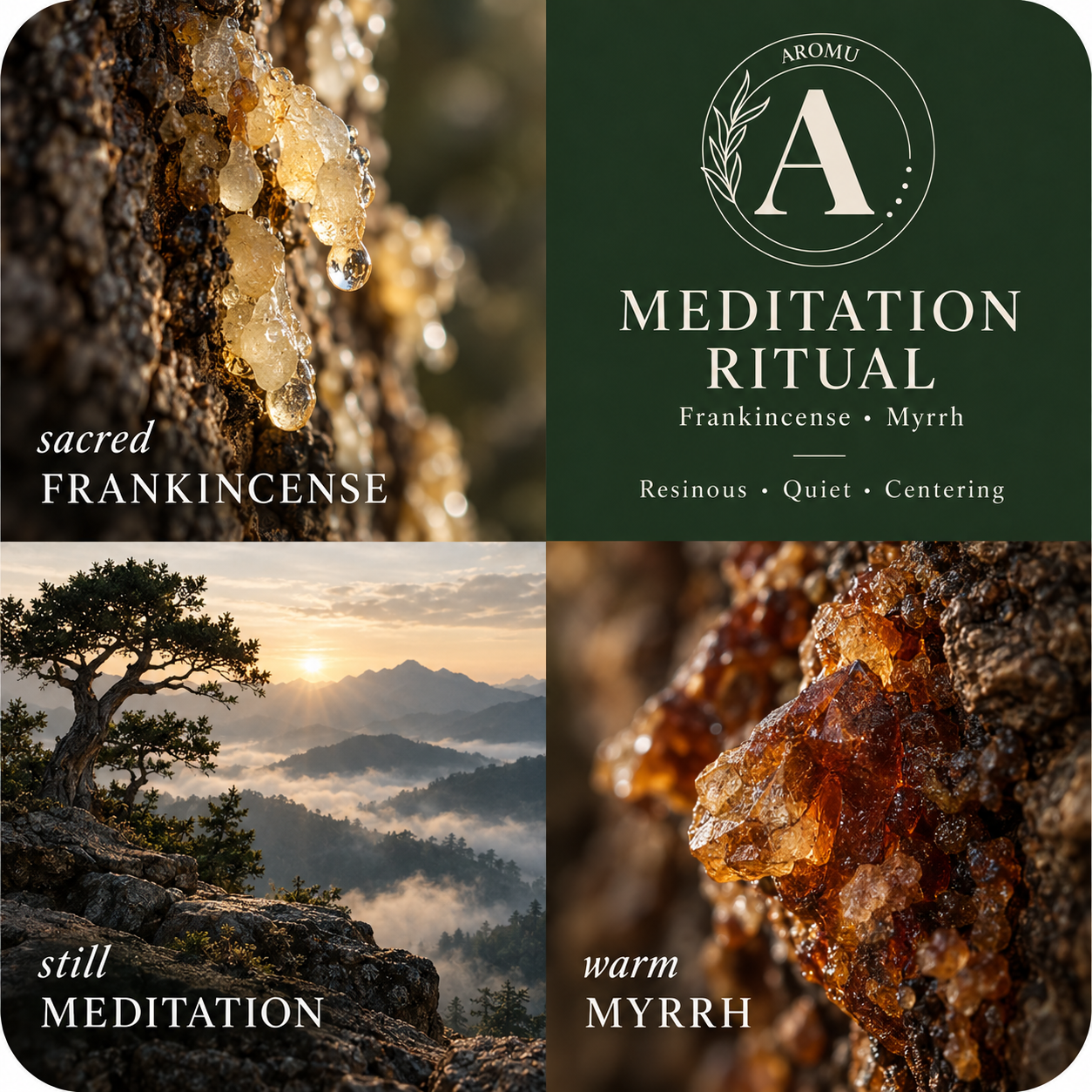 Meditation Ritual Essential Oil Candle scent profile with key essential oils
