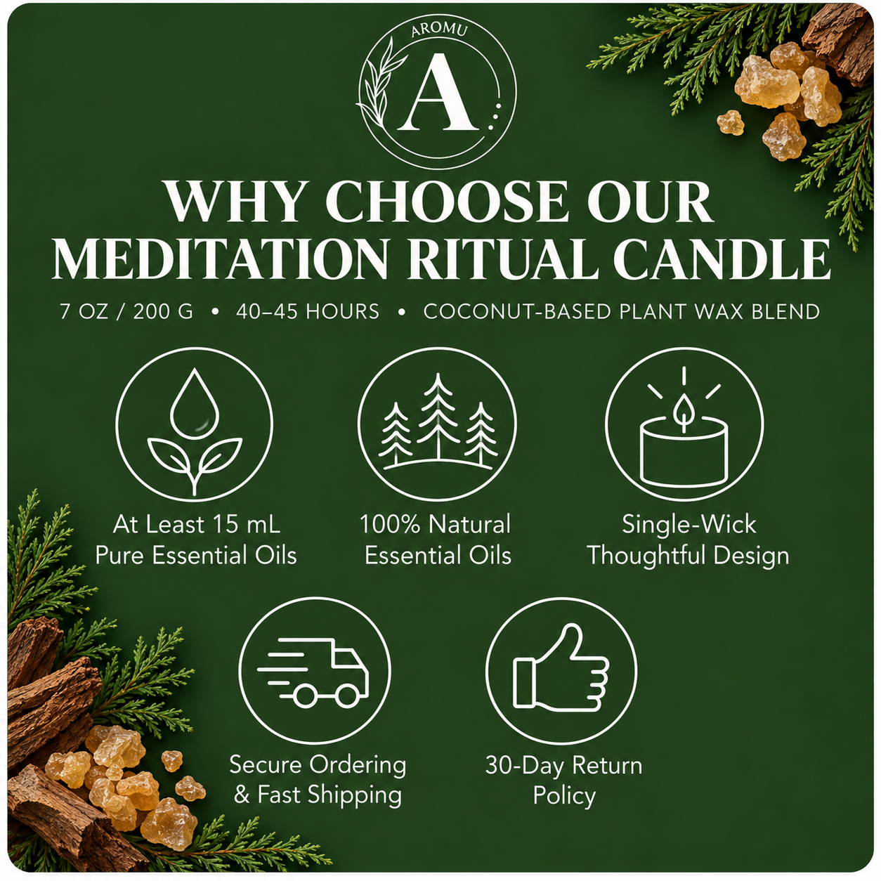 Meditation Ritual Essential Oil Candle why choose AROMU product benefits