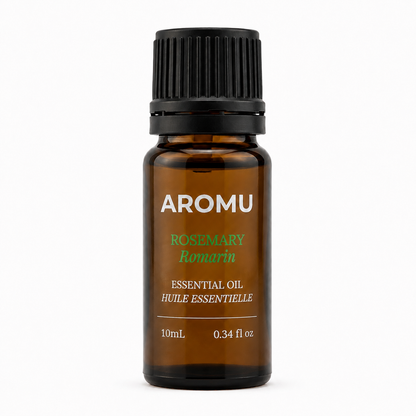 AROMU Rosemary Essential Oil 10 mL amber glass bottle