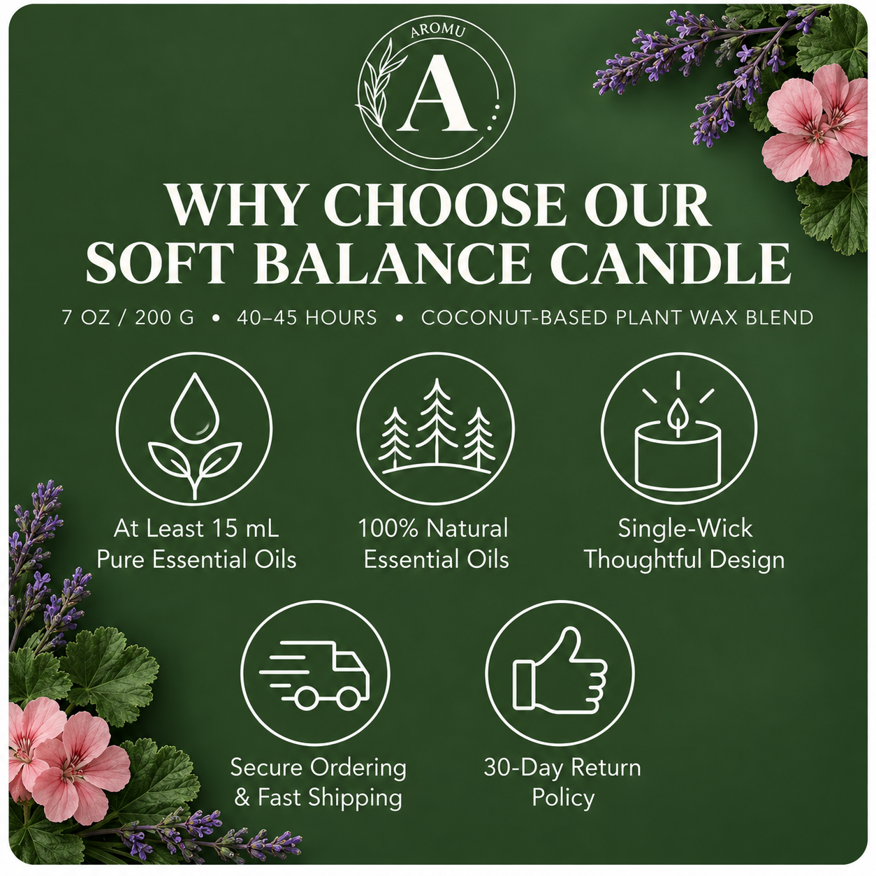 Soft Balance Essential Oil Candle why choose AROMU product benefits