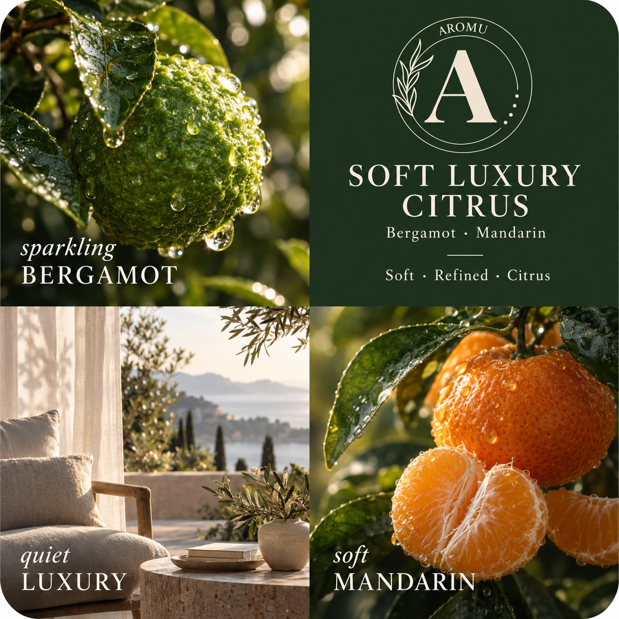 Soft Luxury Citrus Essential Oil Candle scent profile with key essential oils