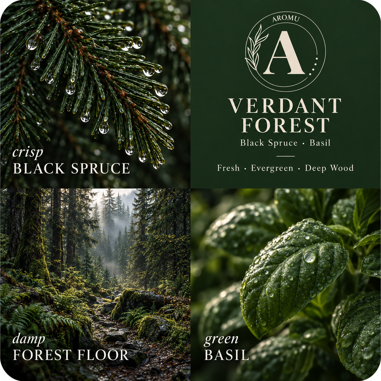 Verdant Forest Essential Oil Candle scent profile with key essential oils
